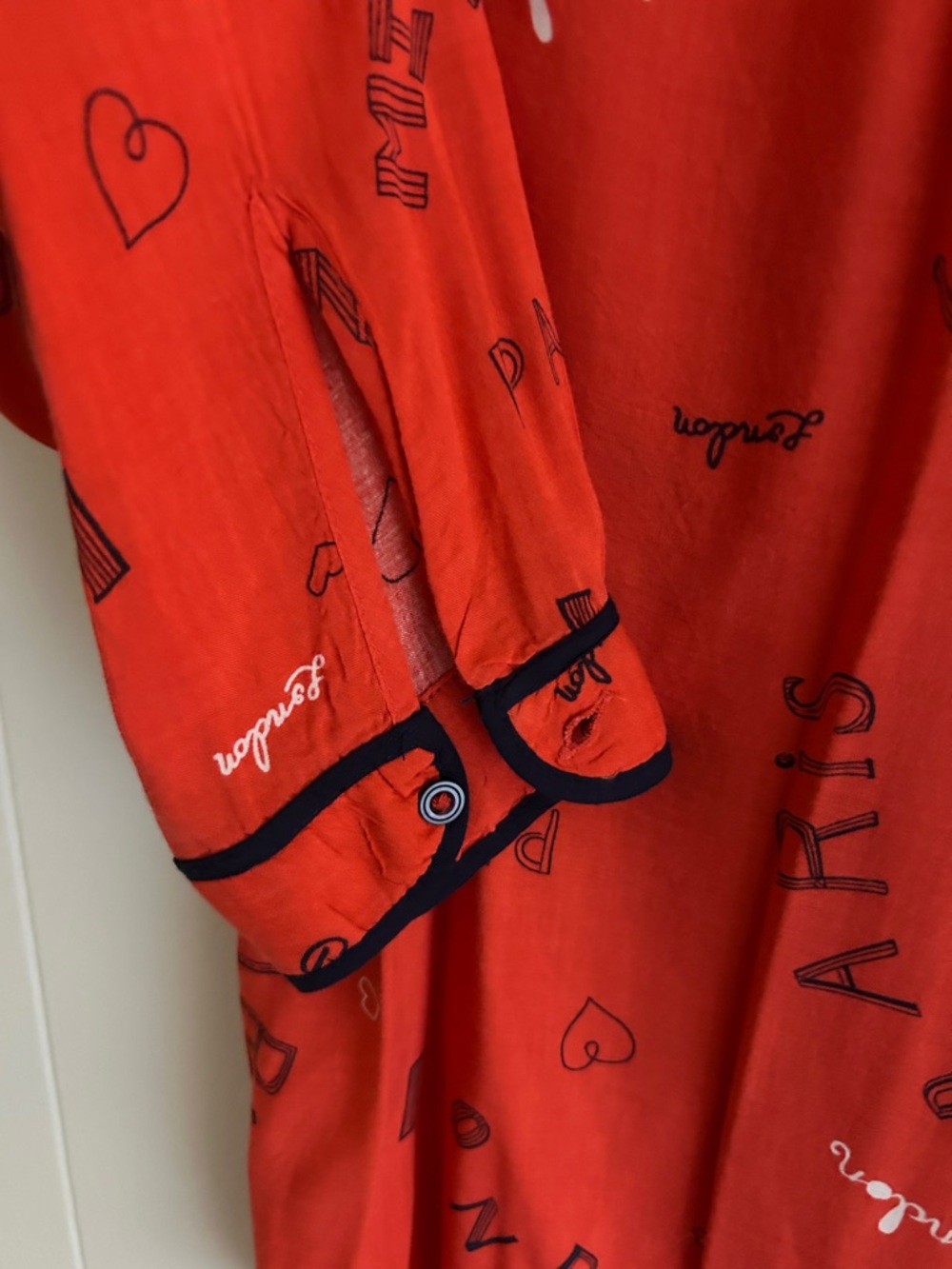 Maeve Red Script-Print Button-Up Blouse - Picture 3 of 6